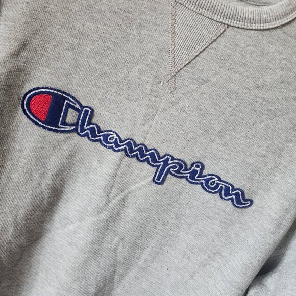 Champion Authentic Athletic Apparel Size Medium Gray Crew Neck Logo Sweatshirt - Picture 3 of 10